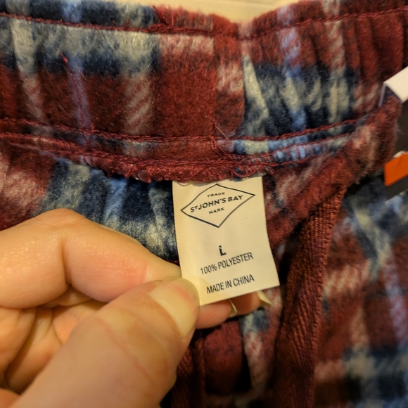 St John's Bay Burgundy Plaid Men's Pajama Pants Soft Fleece Size Large New! - Picture 13 of 13